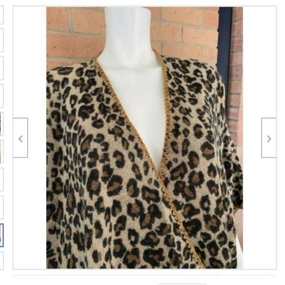 OPEN FRONT LEOPARD PRINT JACKET WRAP SWEATER OS - Picture 4 of 16